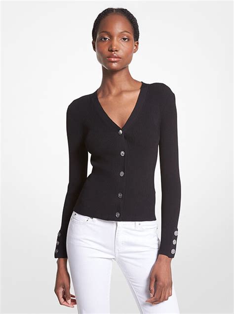 Ribbed Stretch Knit Cardigan 